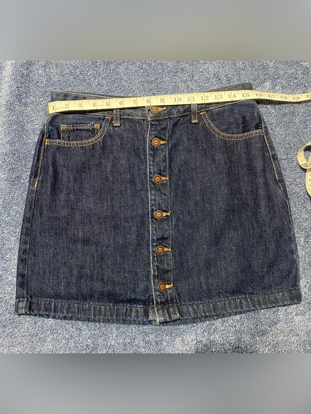 Hollister Ultra High Rise Button Front Denim Mini Skirt 11